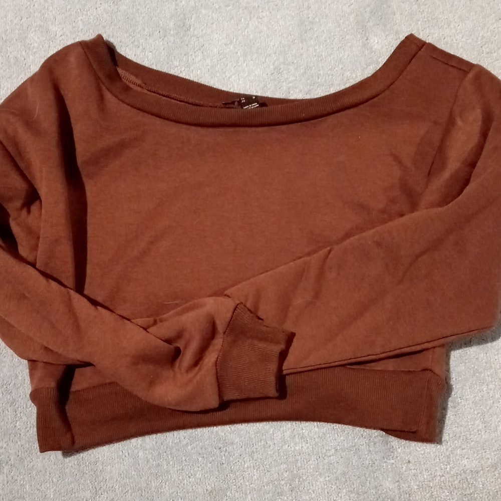 Forever 21 Rust Brown Cropped Sweatshirt